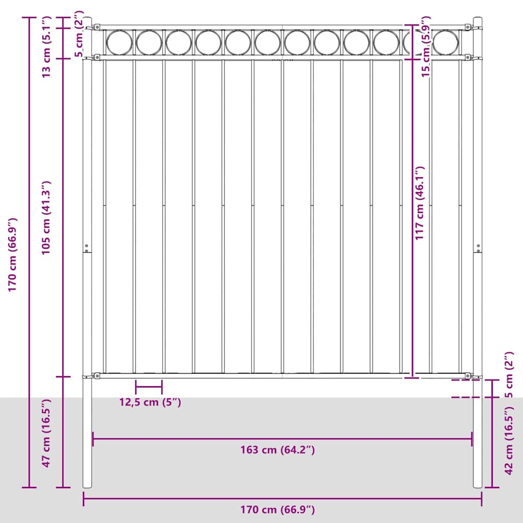 Gjerdeelement ASSEN Hvit 170 x 170 cm Stål