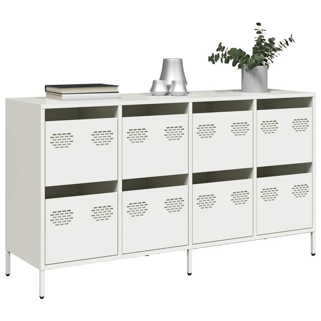 Skjenk hvit 135x39x73,5 cm kaldvalset stål