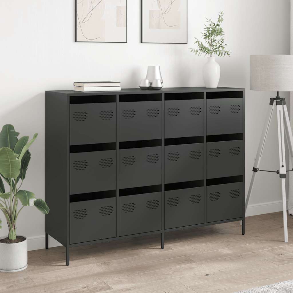 Skjenk svart 135x39x103,5 cm kaldvalset stål