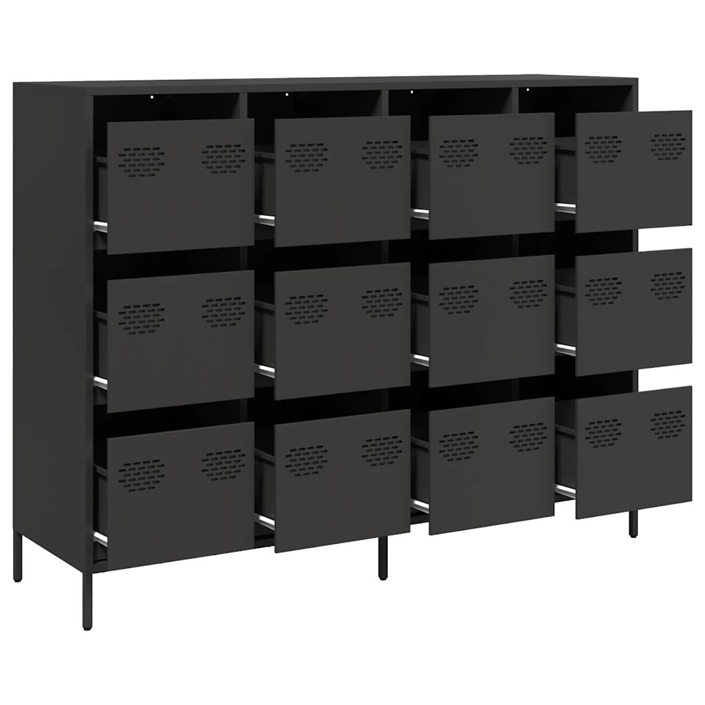 Skjenk svart 135x39x103,5 cm kaldvalset stål