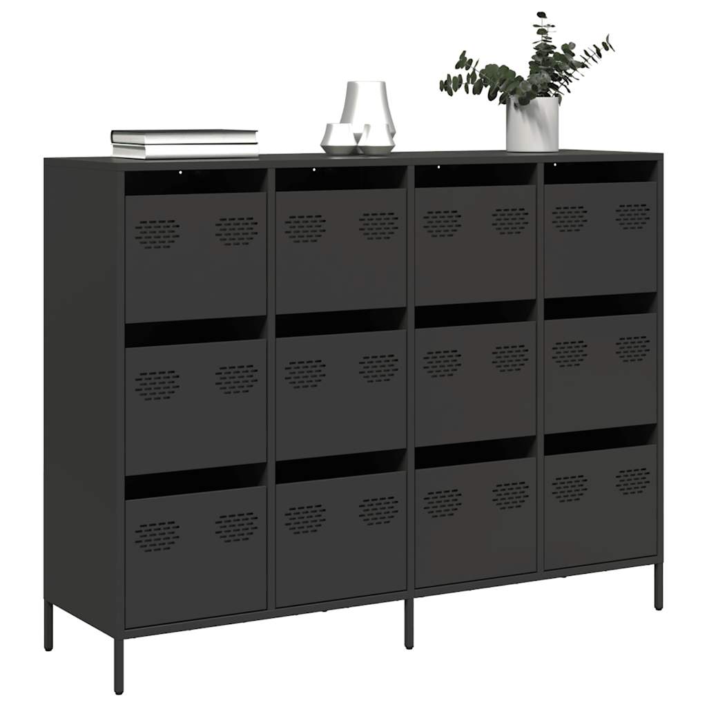 Skjenk svart 135x39x103,5 cm kaldvalset stål