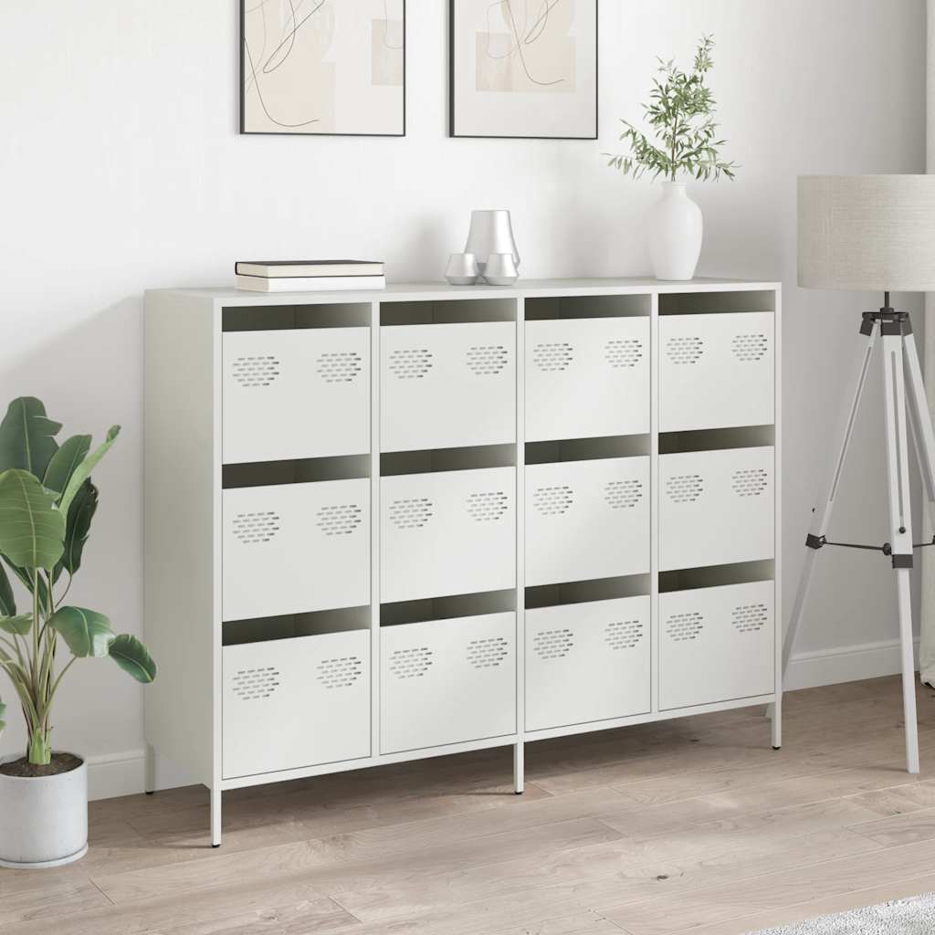 Skjenk hvit 135x39x103,5 cm kaldvalset stål