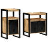 Baderomsinnredningssett med dør 2 pcs Brun Solid rug mango tre