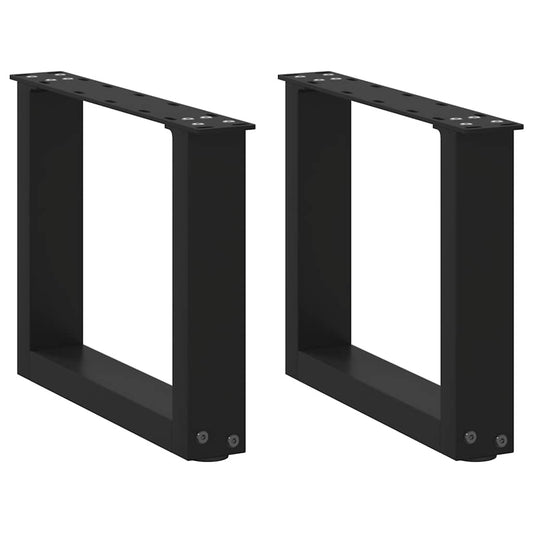 Salongbordben U-formet 2 stk svart 30x(30-31) cm stål