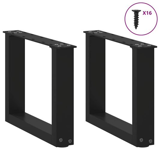 Salongbordben U-formet 2 stk svart 30x(30-31) cm stål