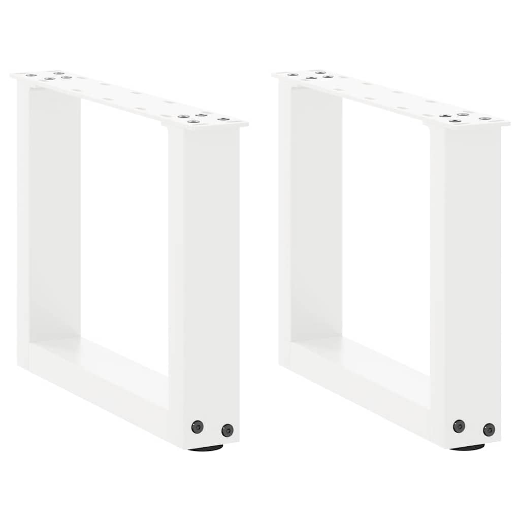 Salongbordben U-formet 2 stk hvit 30x(30-31) cm stål