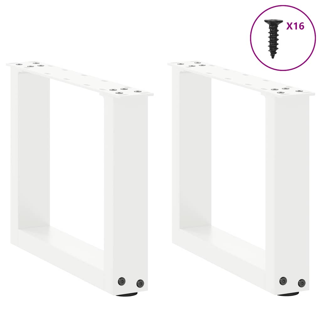 Salongbordben U-formet 2 stk hvit 30x(30-31) cm stål