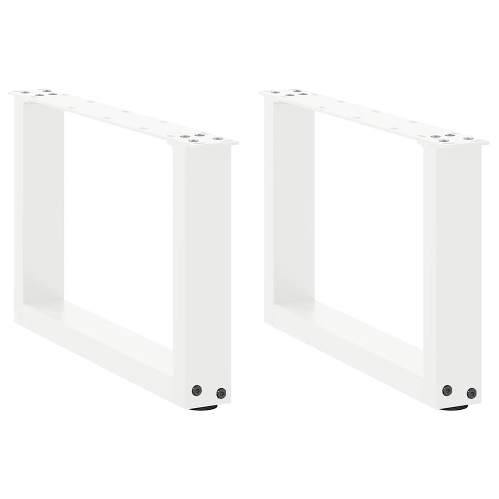 Salongbordben U-formet 2 stk hvit 50x(30-31) cm stål