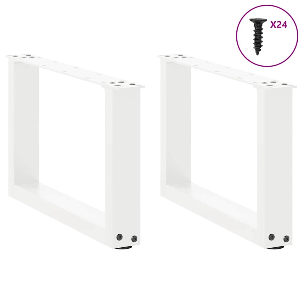 Salongbordben U-formet 2 stk hvit 50x(30-31) cm stål