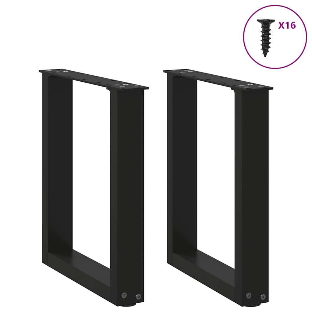 Salongbordben U-formet 2 stk svart 28 x (42-43) cm stål