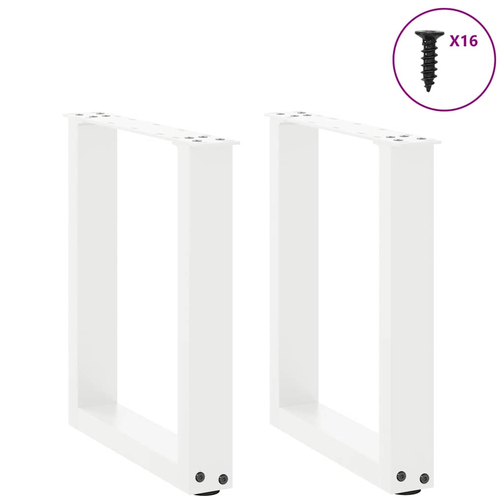 Salongbordben U-formet 2 stk hvit 28 x (42-43) cm stål