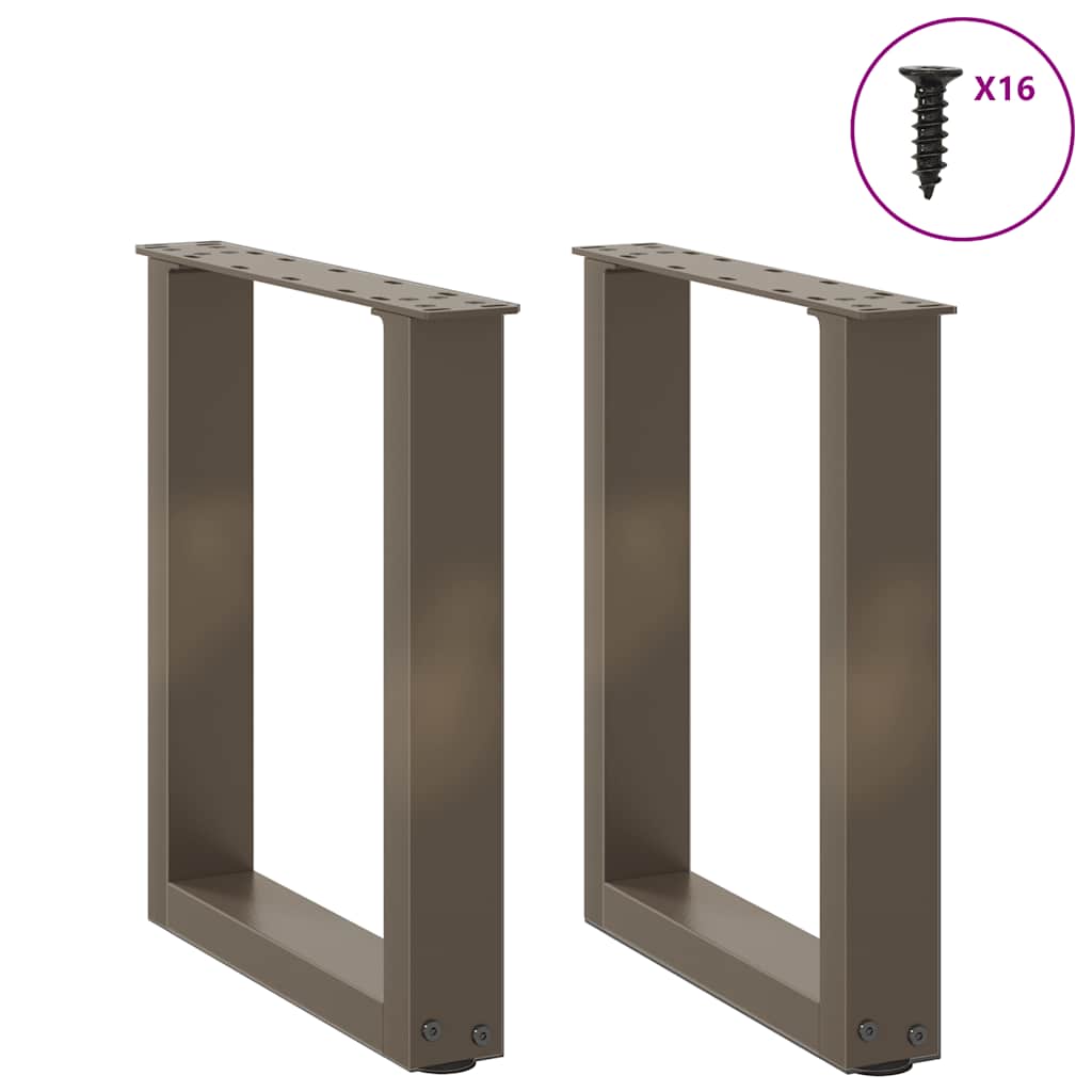 Salongbordben U-formet 2 stk naturstål 28 x (42-43) cm stål