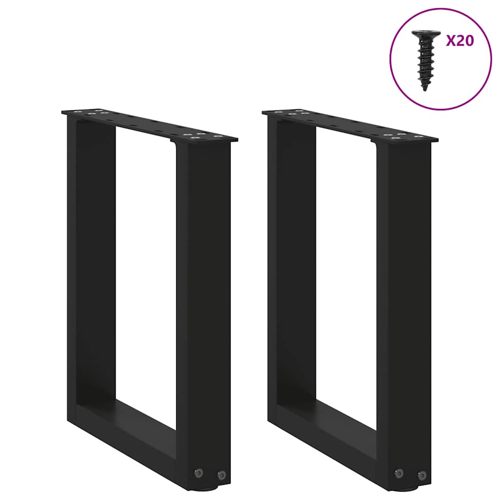 Salongbordben U-formet 2 stk svart 38 x (42-43) cm stål