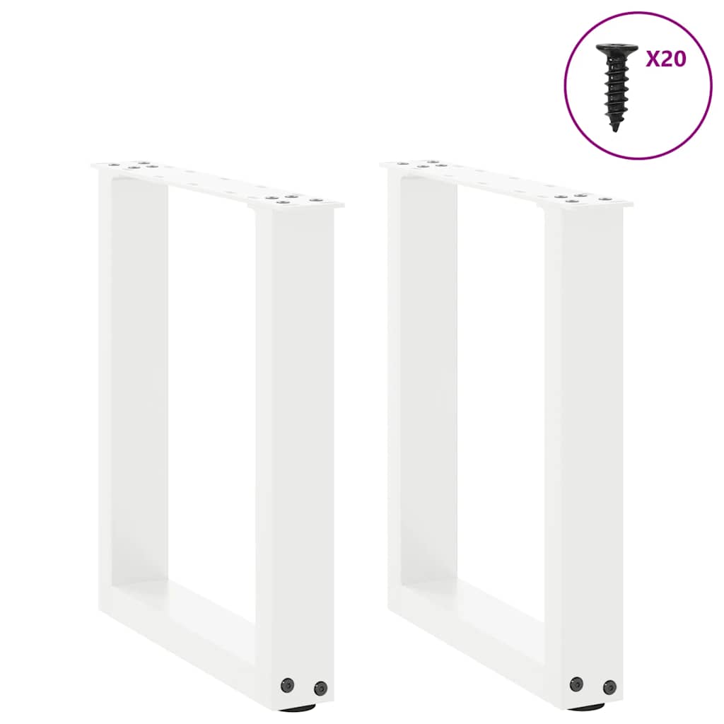 Salongbordben U-formet 2 stk hvit 38 x (42-43) cm stål