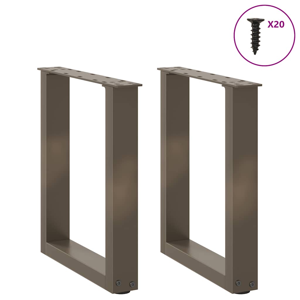 Salongbordben U-formet 2 stk naturstål 38 x (42-43) cm stål