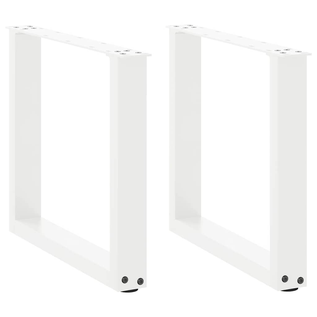 Salongbordben U-formet 2 stk hvit 50x(42-43) cm stål