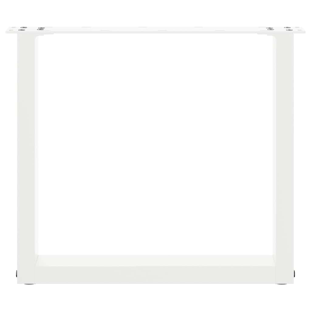Salongbordben U-formet 2 stk hvit 50x(42-43) cm stål