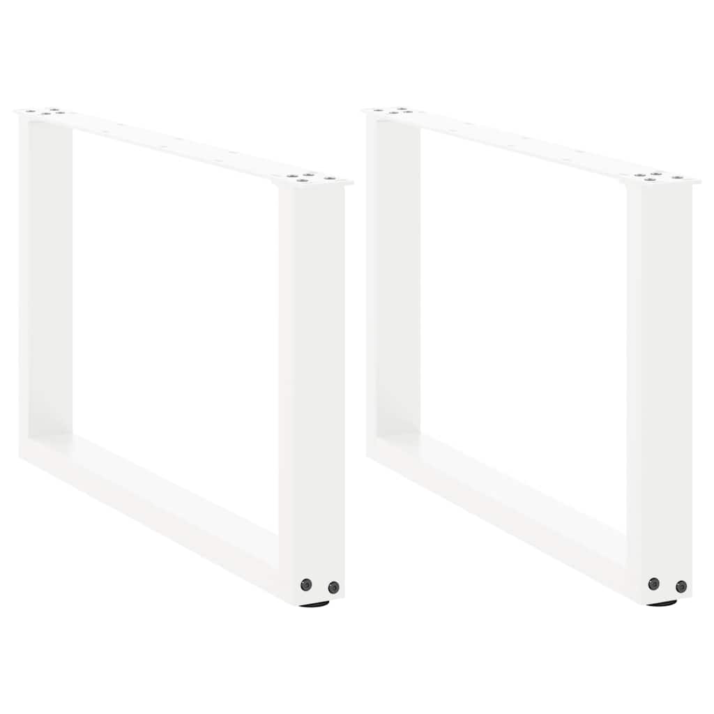 Salongbordben U-formet 2 stk hvit 60 x (42-43) cm stål