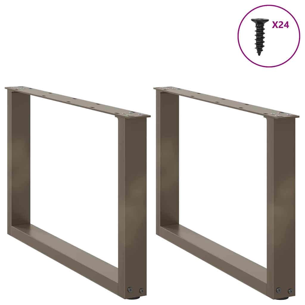 Salongbordben U-formet 2 stk naturstål 60 x (42-43) cm stål