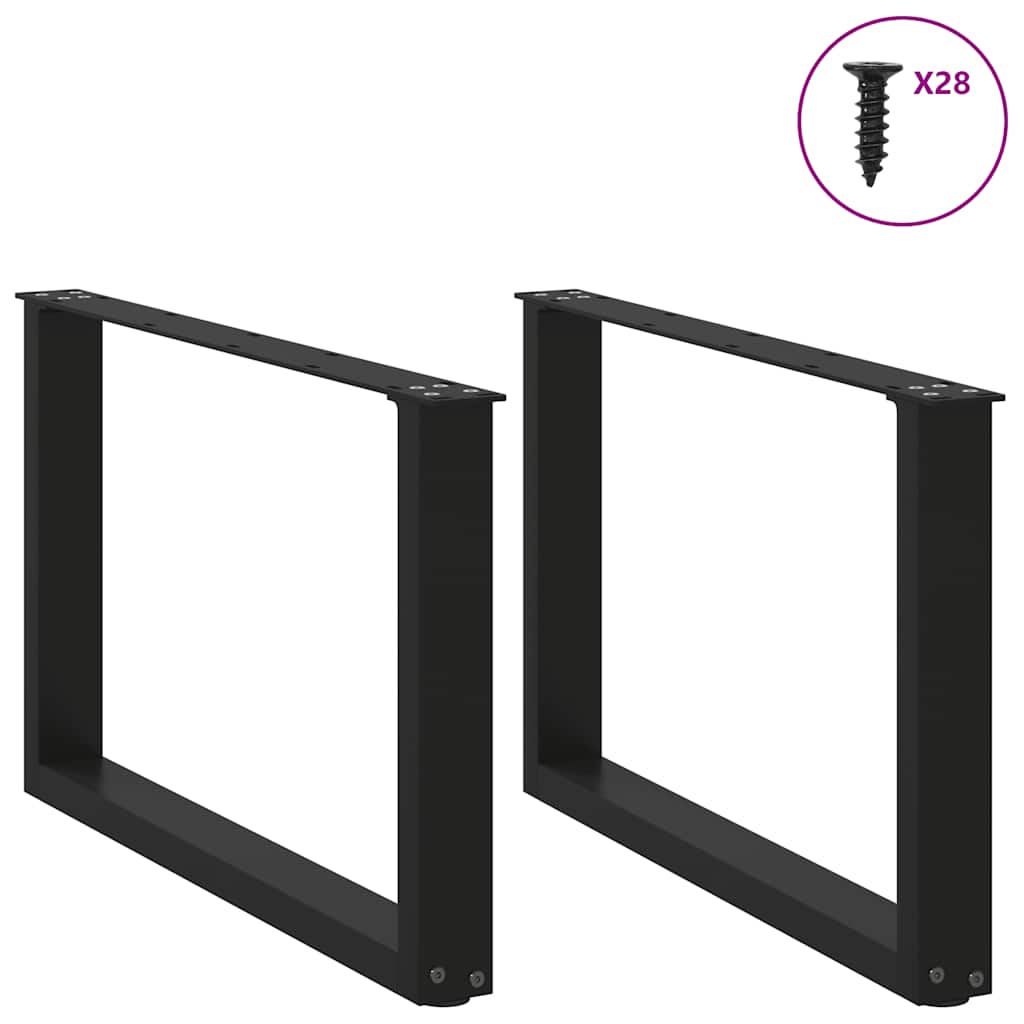 Salongbordben U-formet 2 stk svart 70 x (42-43) cm stål