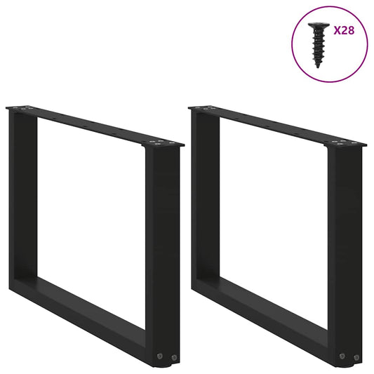 Salongbordben U-formet 2 stk svart 70 x (42-43) cm stål