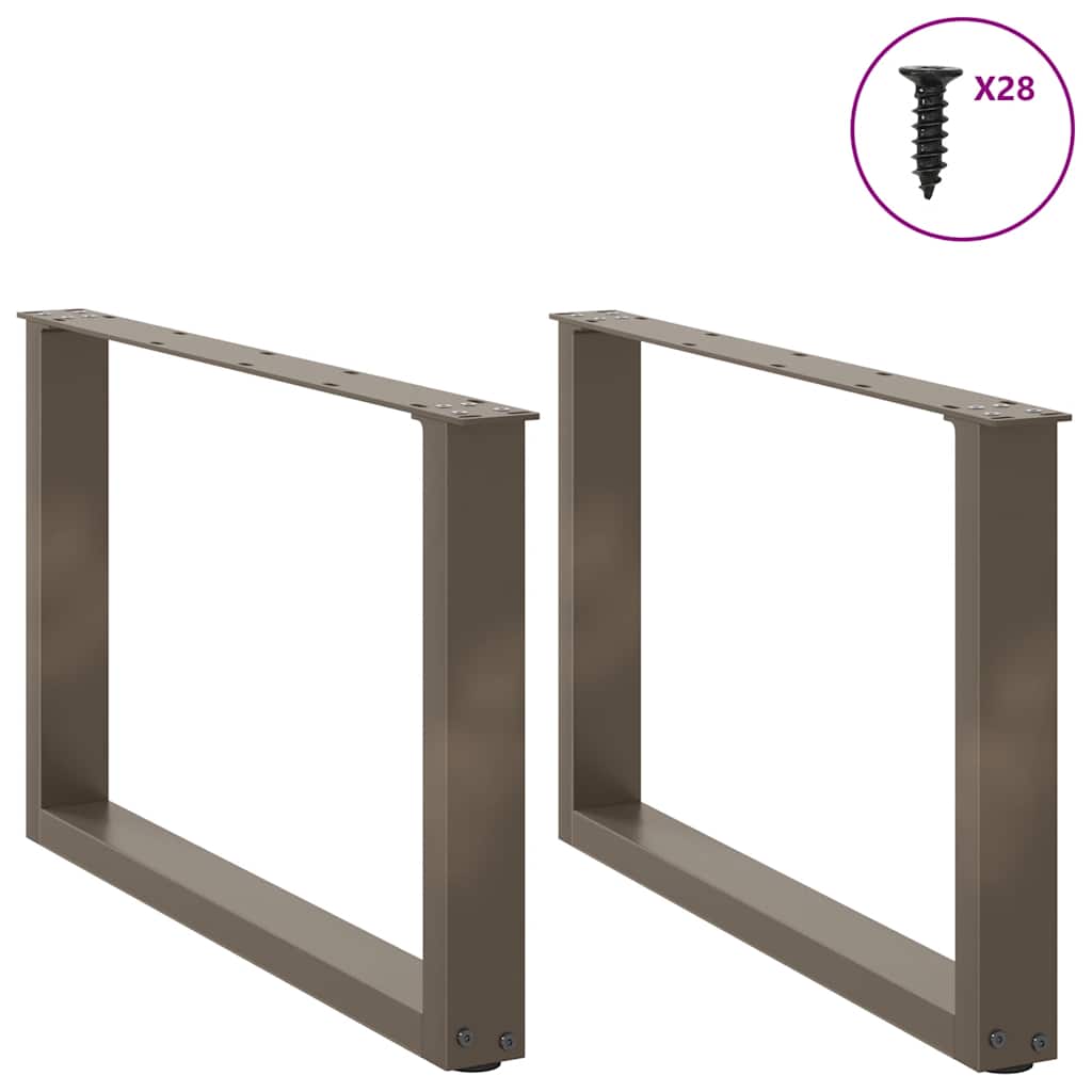 Salongbordben U-formet 2 stk naturstål 70 x (42-43) cm stål