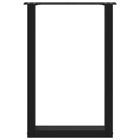 Spisebordben U-formet 2 stk svart 50x(72-73) cm stål