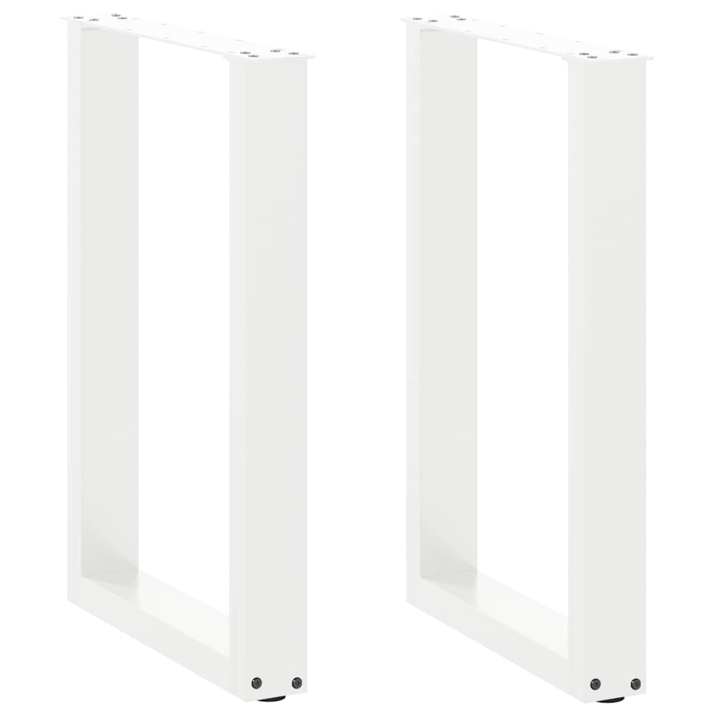 Spisebordben U-formet 2 stk hvit 50x(72-73) cm stål