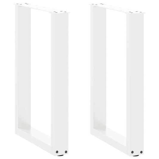 Spisebordben U-formet 2 stk hvit 50x(72-73) cm stål