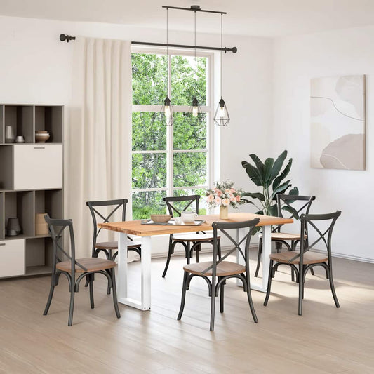 Spisebordben U-formet 2 stk hvit 50x(72-73) cm stål