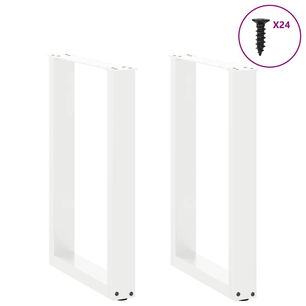Spisebordben U-formet 2 stk hvit 50x(72-73) cm stål