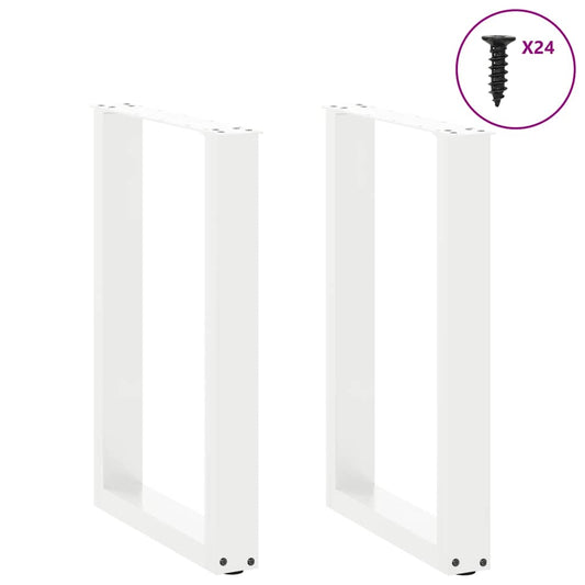 Spisebordben U-formet 2 stk hvit 50x(72-73) cm stål
