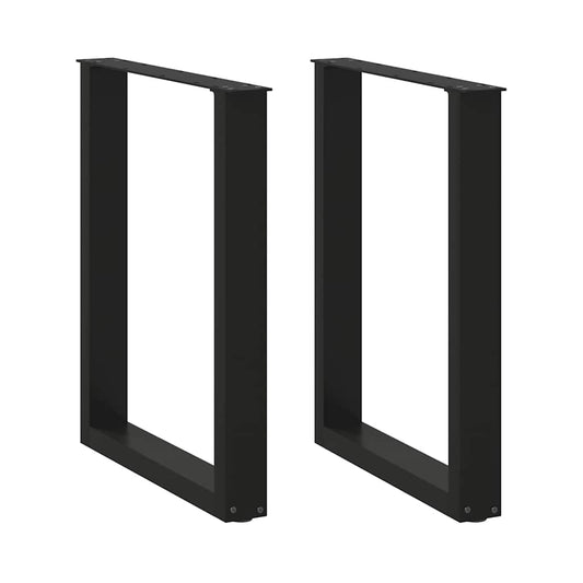 Spisebordben U-formet 2 stk svart 70 x (72-73) cm stål
