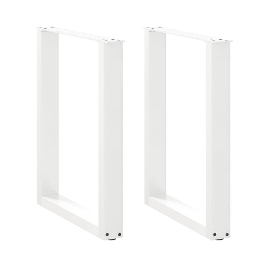 Spisebordben U-formet 2 stk hvit 70 x (72-73) cm stål