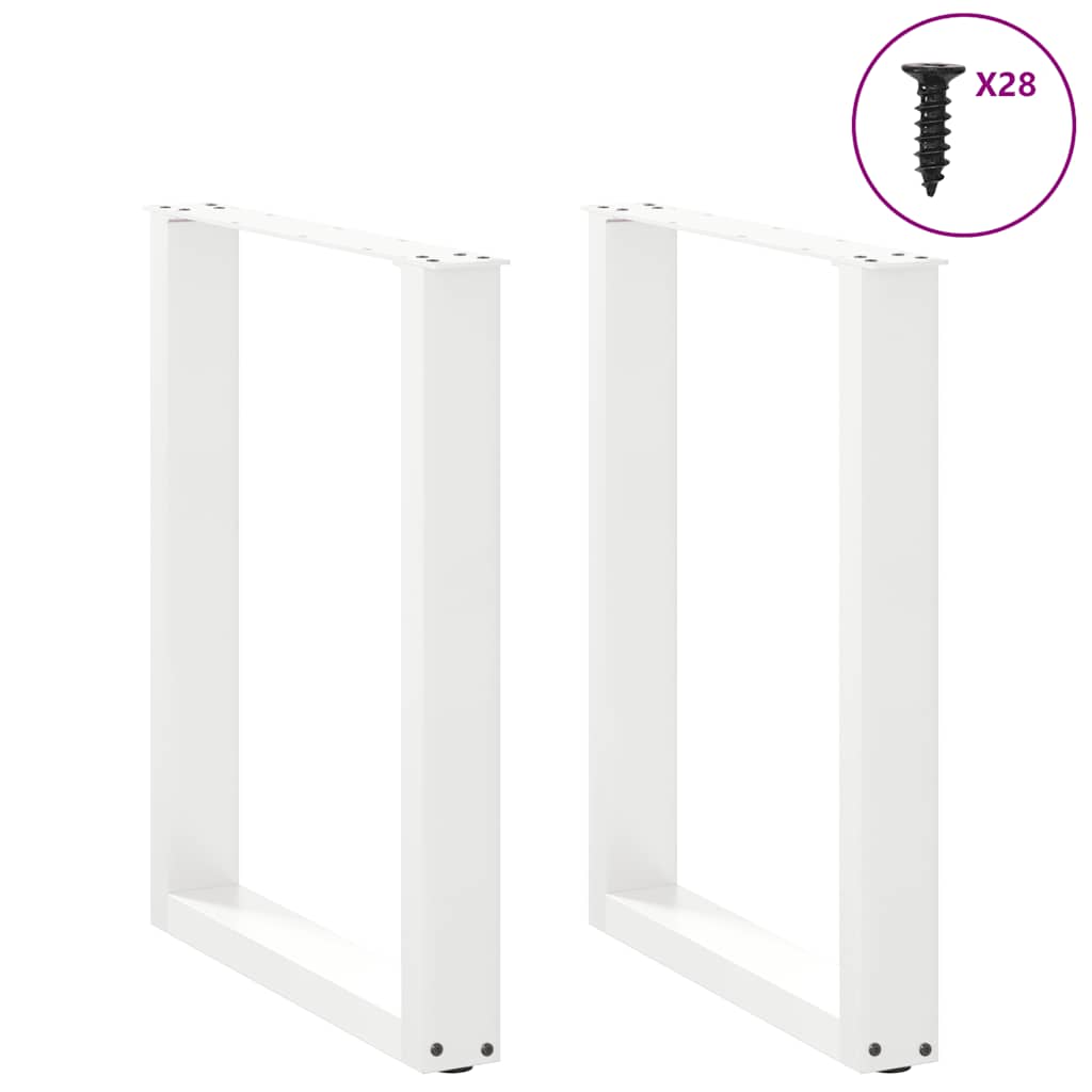 Spisebordben U-formet 2 stk hvit 70 x (72-73) cm stål