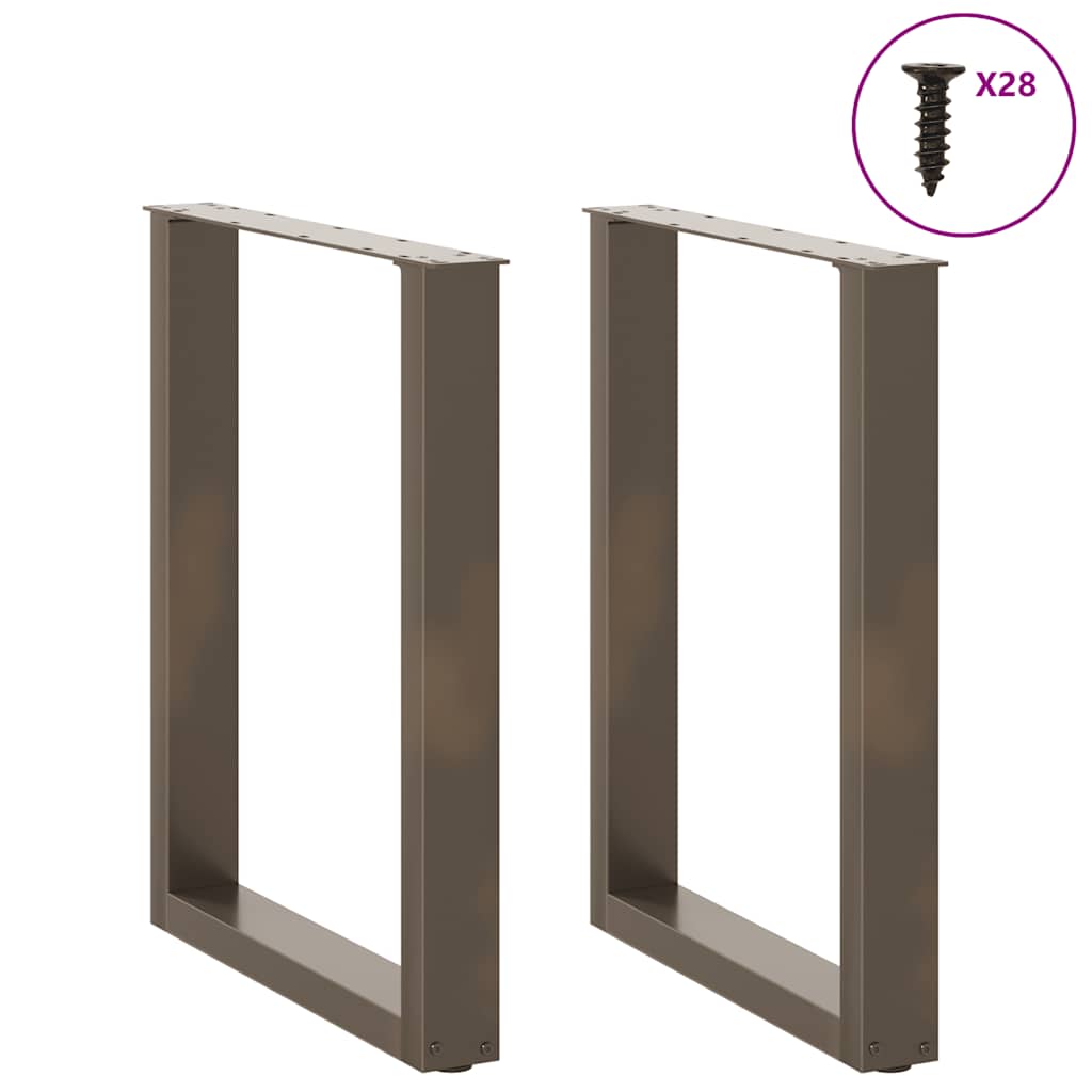 Spisebordben U-formet 2 stk naturstål 70 x (72-73) cm stål