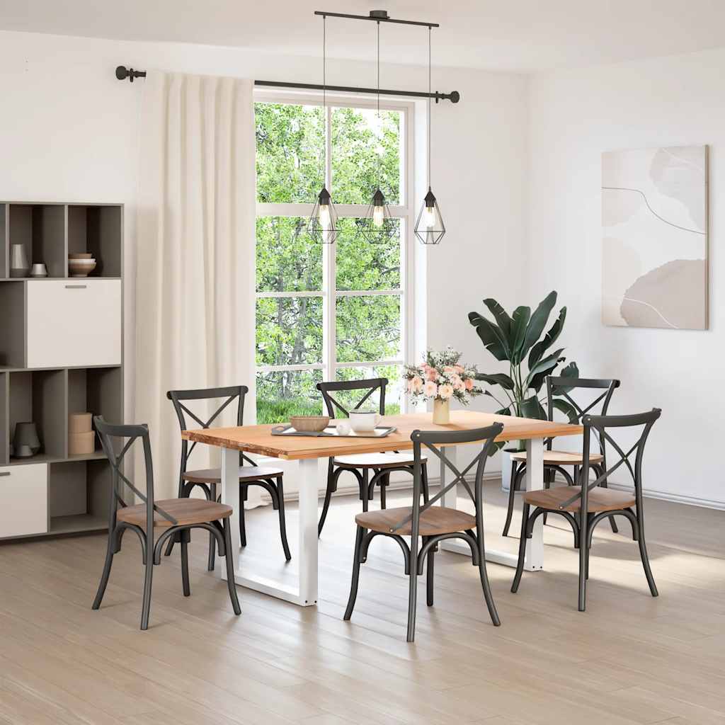 Spisebordben U-formet 2 stk hvit 80x(72-73) cm stål
