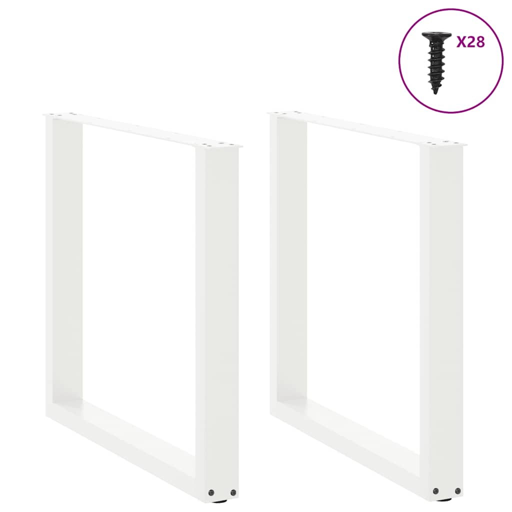 Spisebordben U-formet 2 stk hvit 80x(72-73) cm stål