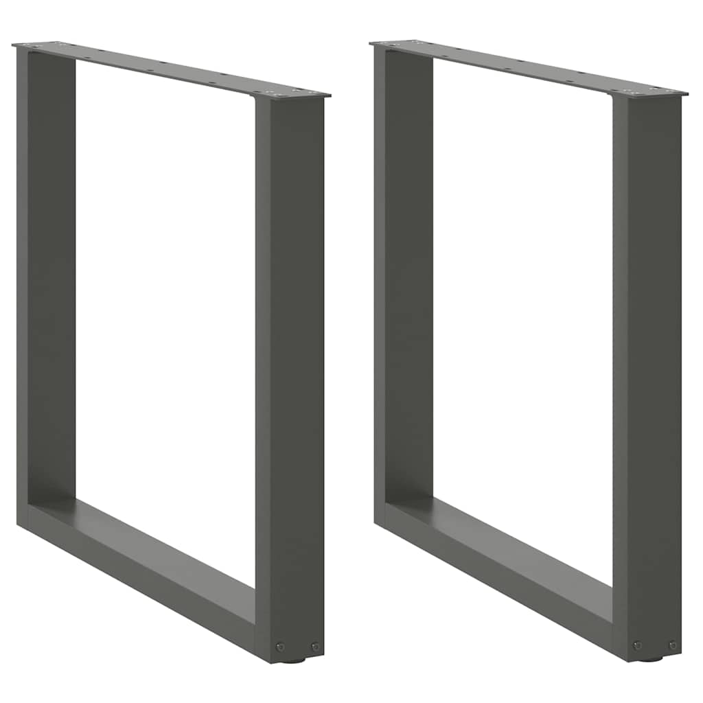 Spisebordben U-formet 2 stk antrasitt 80x(72-73) cm stål