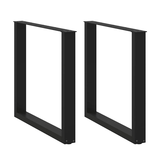 Spisebordben U-formet 2 stk svart 90 x (72-73) cm stål