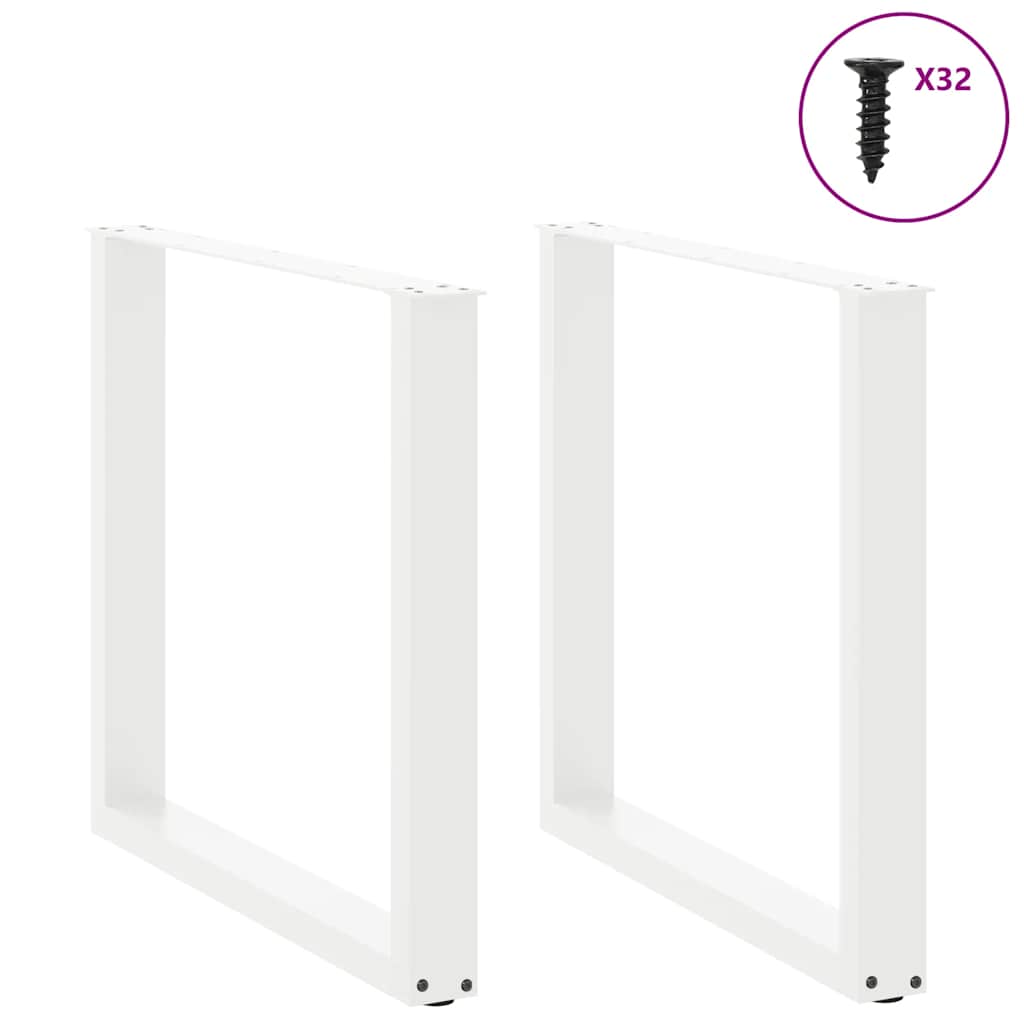 Spisebordben U-formet 2 stk hvit 90 x (72-73) cm stål