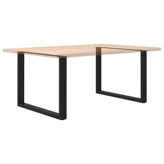 Spisebordben U-formet 2 stk svart 100x(72-73) cm stål