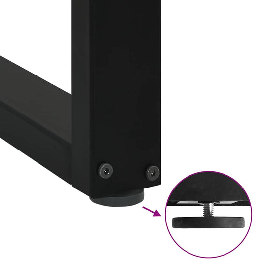 Spisebordben U-formet 2 stk svart 100x(72-73) cm stål