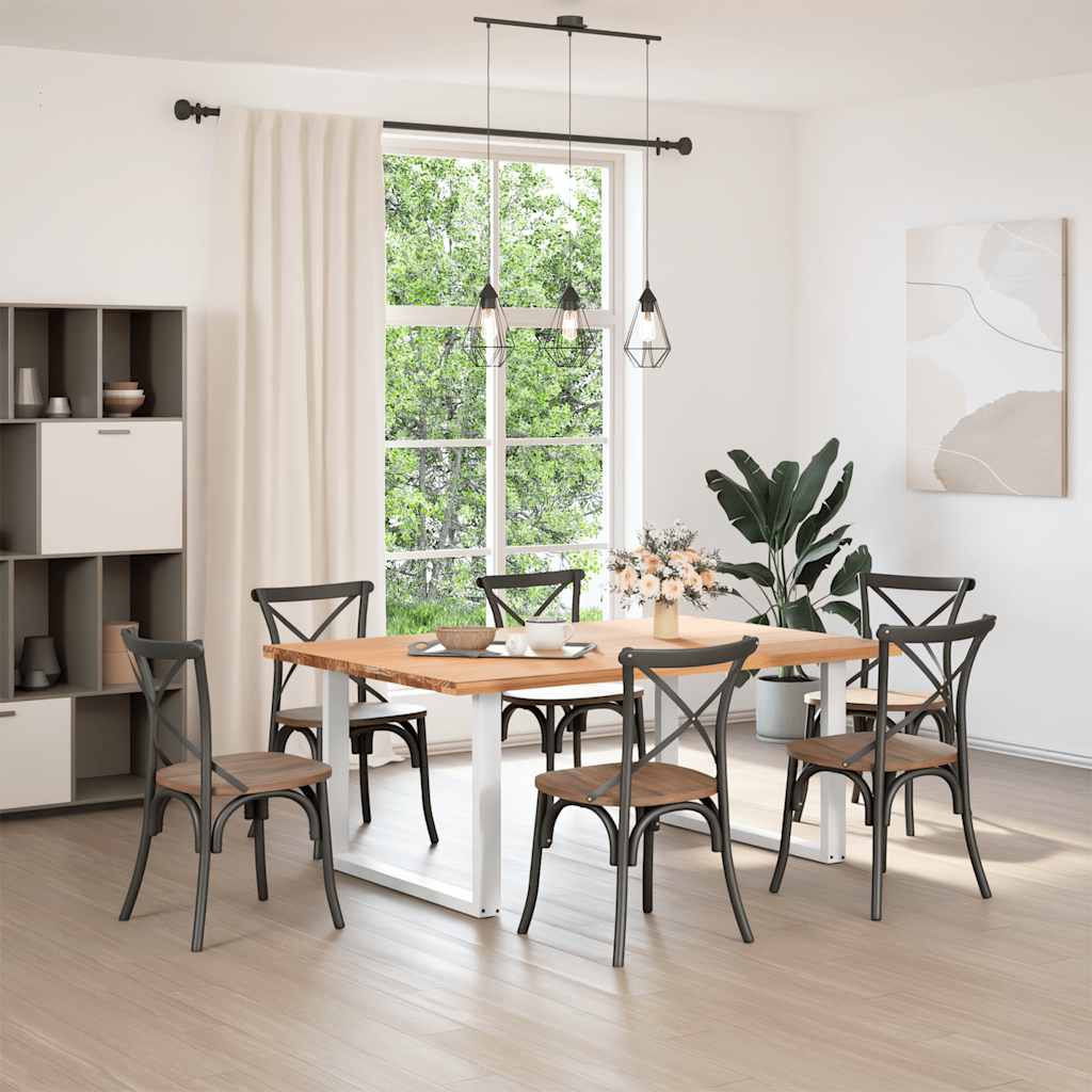 Spisebordben U-formet 2 stk hvit 100x(72-73) cm stål