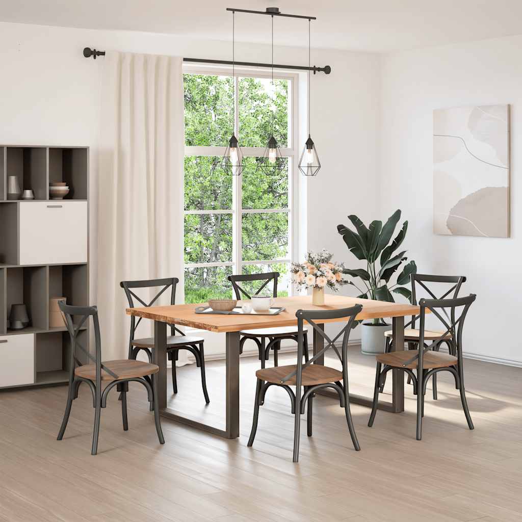 Spisebordben U-formet 2 stk naturstål 100x(72-73) cm stål