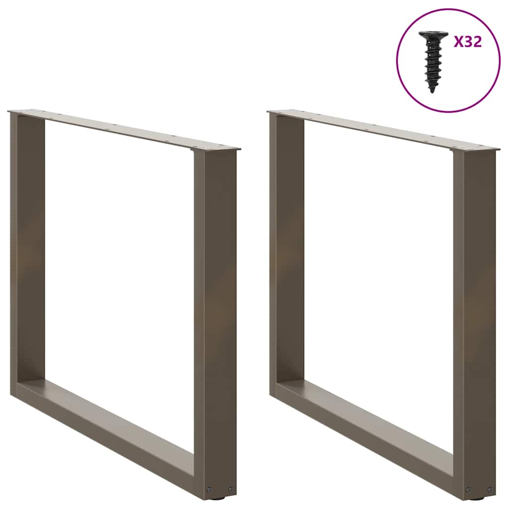 Spisebordben U-formet 2 stk naturstål 100x(72-73) cm stål