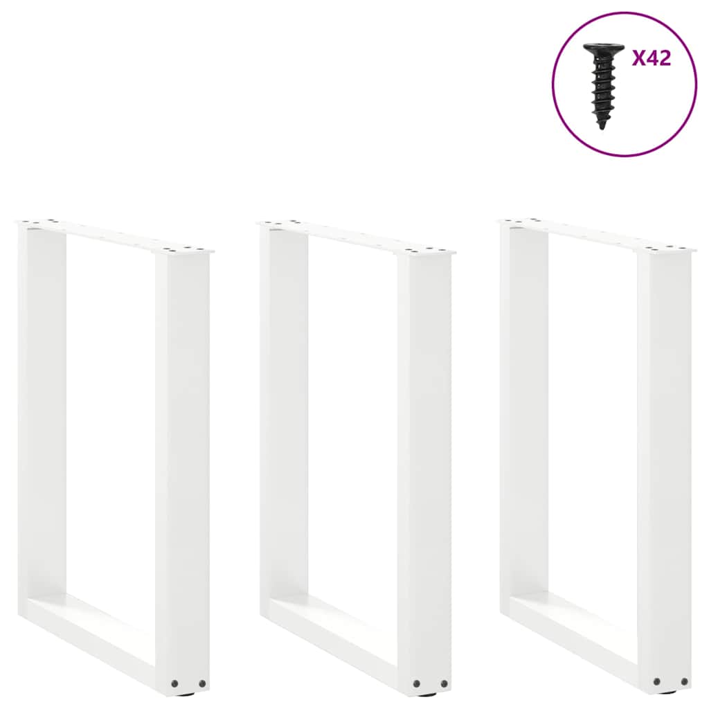 Spisebordben U-formet 3 stk hvit 70 x (72-73) cm stål
