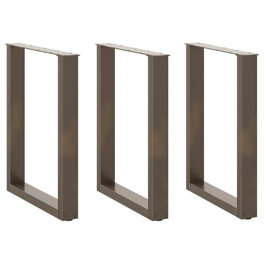 Spisebordben U-formet 3 stk naturstål 70 x (72-73) cm stål