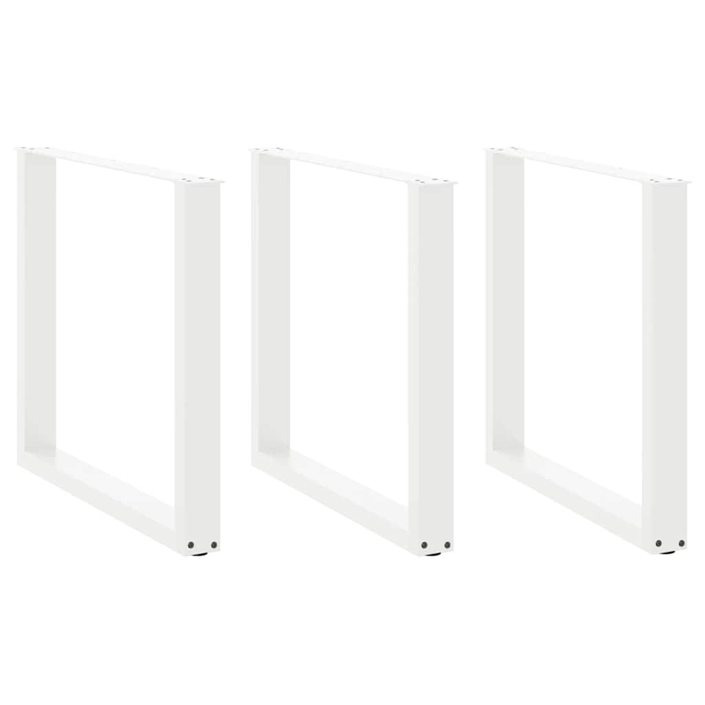 Spisebordben U-formet 3 stk hvit 80x(72-73) cm stål