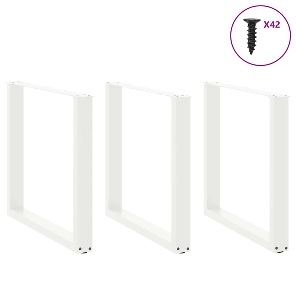 Spisebordben U-formet 3 stk hvit 80x(72-73) cm stål